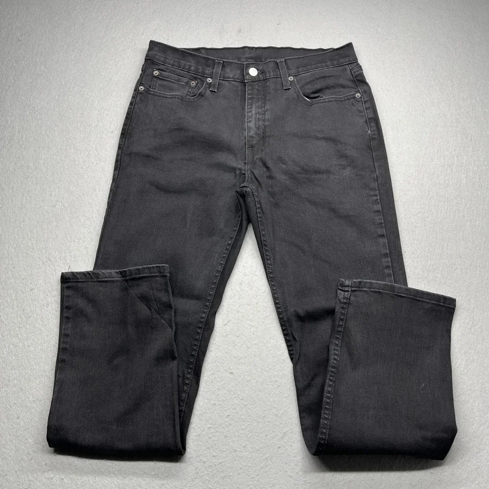 Levi's 514 Slim Straight Fit Jeans Black Denim‎ Mens 33x32 Streetwear Modern